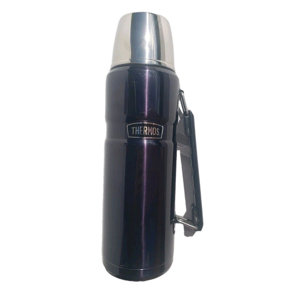 Thermos 40oz/1.2L Stainless King Beverage Bottle Midnight Blue w/Handle Retro